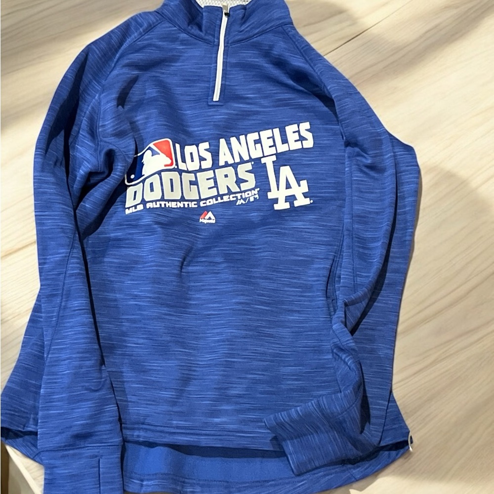 Majestic Vintage Blue Los Angeles Dodgers Pullover Hoodie Jacket. - Picture 2 of 7